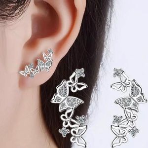 925 Silver CZ Butterfly Earrings